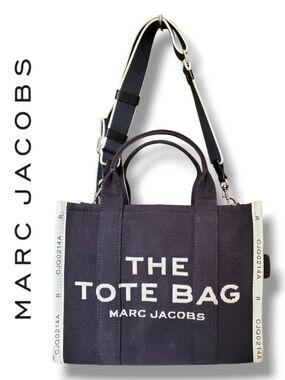 Marc Jacobs Unisex The Jacquard Medium Tote Bag Black & Cream